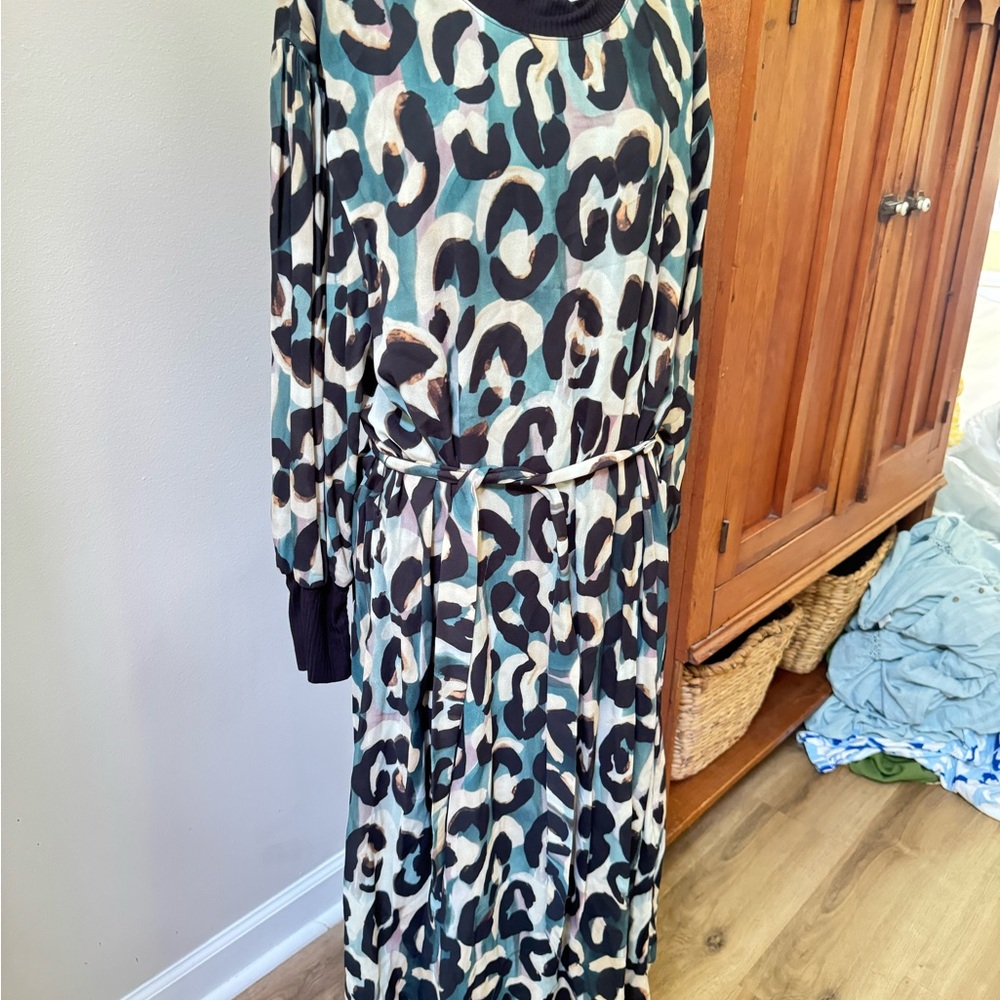 Uncle Frank Leopard Print Dress - Black, Green, Cream